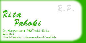 rita pahoki business card